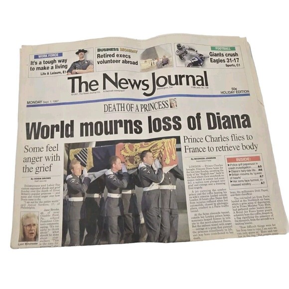 Vintage The News Journal Newspaper September 1997 Princess Diana Death Car Crash - Picture 1 of 6